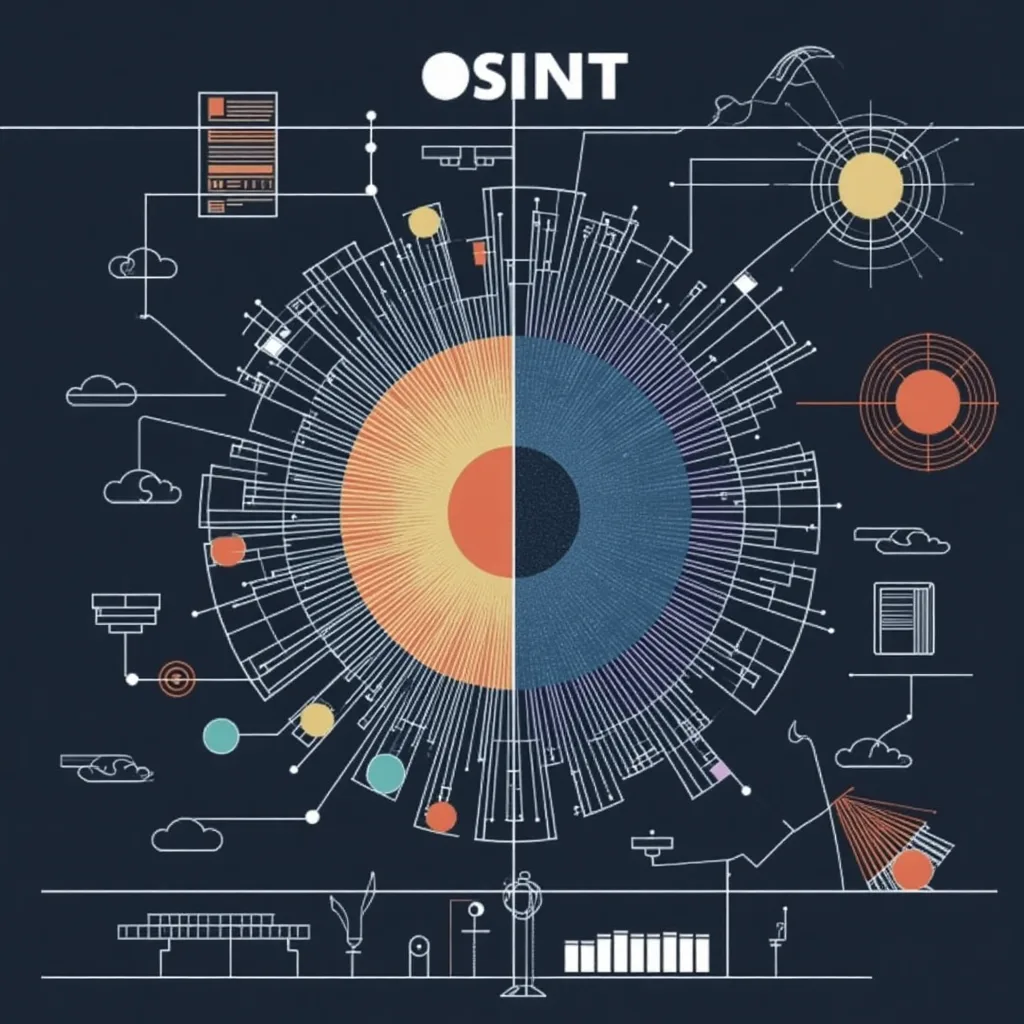 Radial diagram of the open-source intelligence disciplines behind OSINT work
