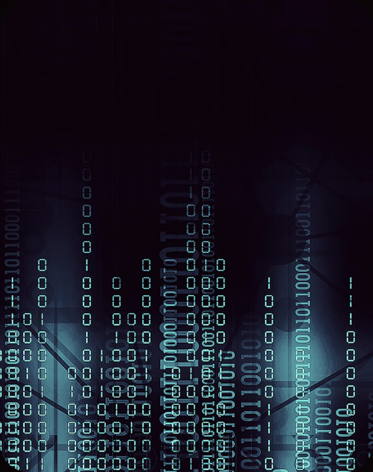 Binary code over a city skyline in a digital forensics case