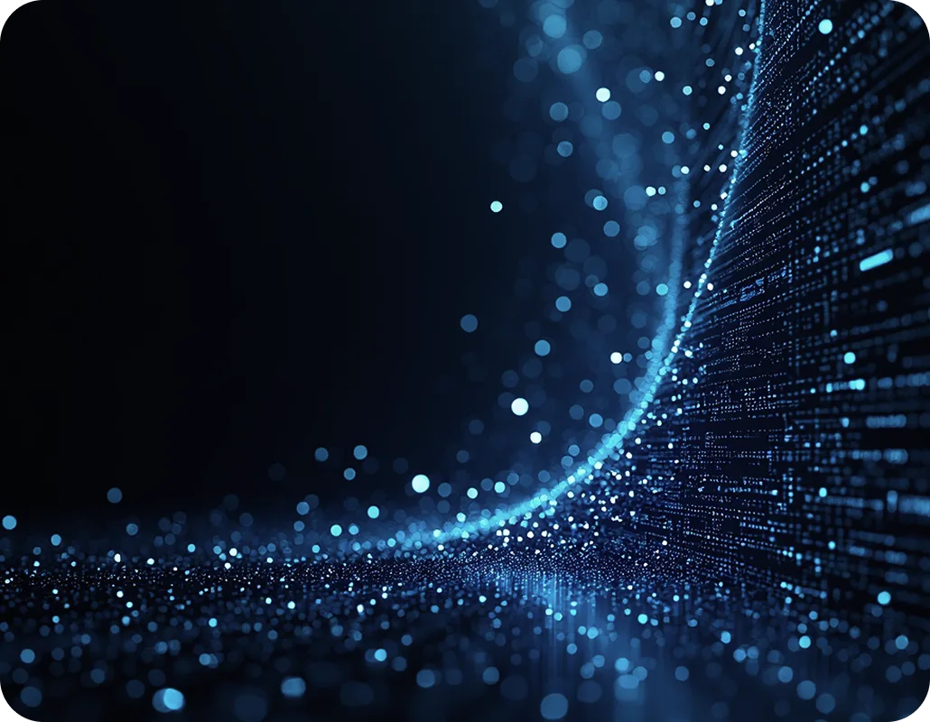 Blue data stream illustrating reputational due diligence on an investment